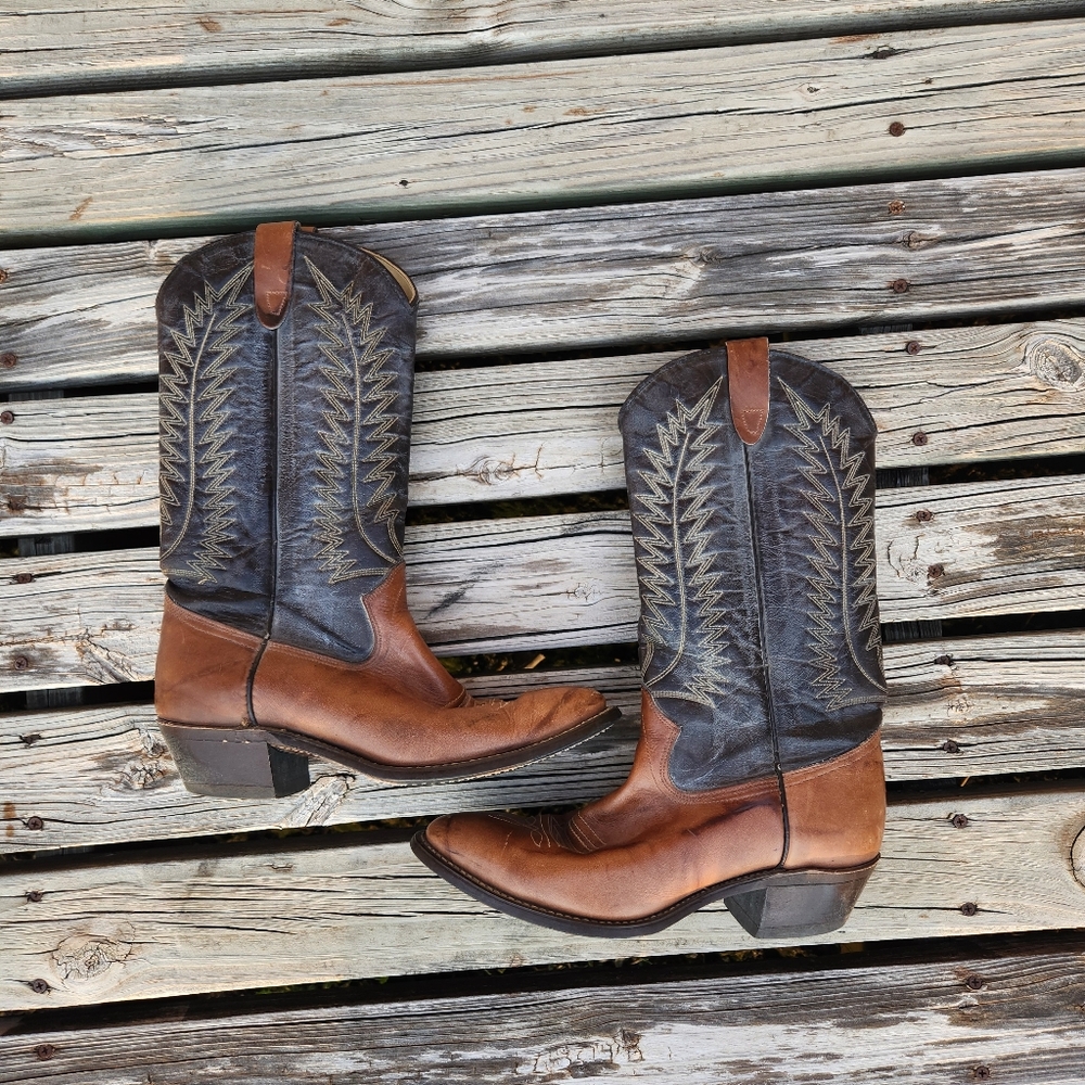 Texas Boot Co 9.5 5511 Gray Brown Western Cowgirl Boots Leather